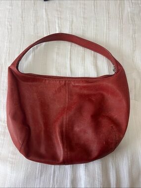 Coach Red Leather Hobo Shoulder Bag